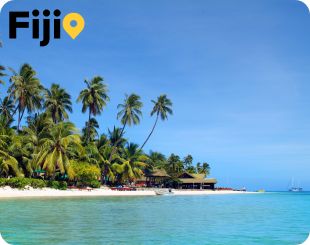  white sand beach of island in Fiji 