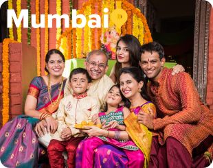 Family celebrating Diwali in India 