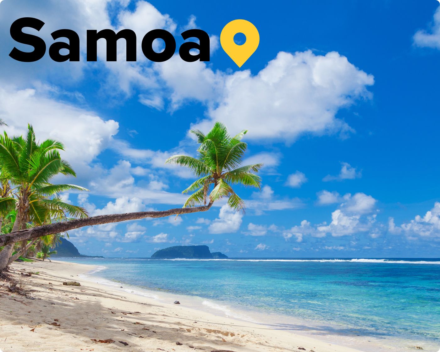 white sand beach and palm trees Apia Samoa 