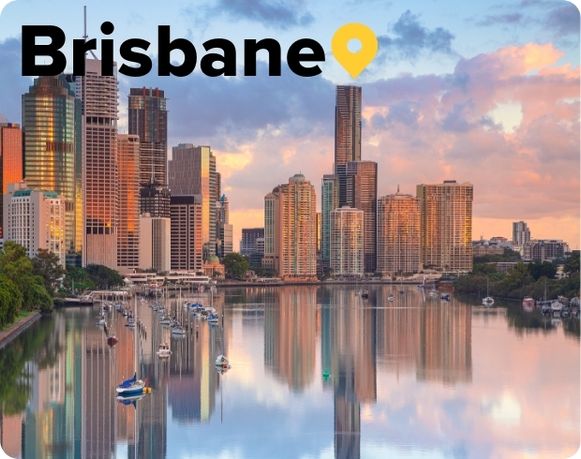 Brisbane skyline with river at sunset, Brisbane Queensland Australia