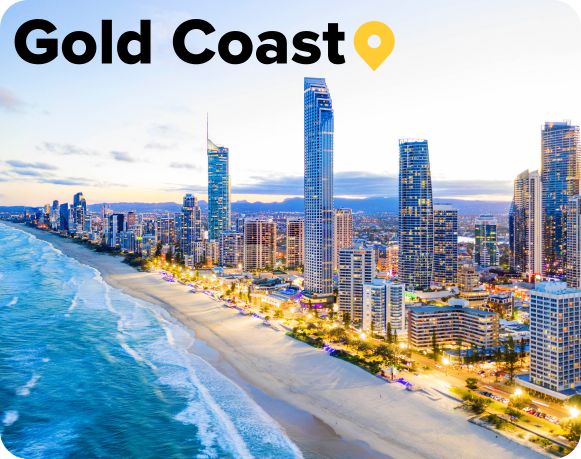 Gold Coast skyline at dusk Queensland Australia 